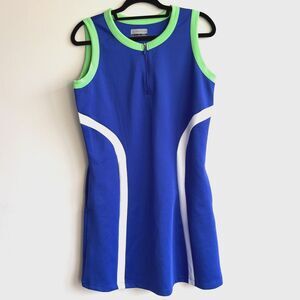 PGA Tour UPF 50 Golf Dress Color Block Sleeveless Flounce Blue Green Sz M